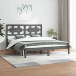 vidaXL Cadre de lit Gris Bois de pin massif 200x200 cm
