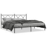 vidaXL Cadre de lit métal avec tête de lit noir 180x200 cm