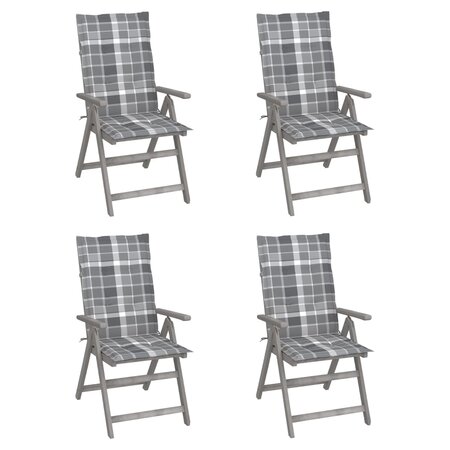 vidaXL Chaises inclinables de jardin lot de 4 et coussins bois acacia