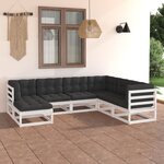 vidaXL Salon de jardin 7 Pièces avec coussins Bois de pin massif