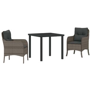vidaXL Ensemble de salle à manger pour jardin 3 Pièces Gris Poly rotin