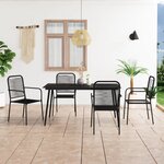 vidaXL Mobilier à dîner d'extérieur 5 Pièces Corde en coton et acier Noir