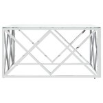 vidaXL Table basse argenté 80x80x40 cm acier inoxydable et verre