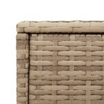 vidaXL Table d'appoint de jardin avec dessus en verre beige rotin