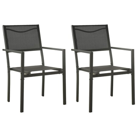 vidaXL Chaises de jardin lot de 2 Textilène et acier Noir anthracite