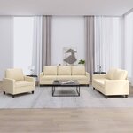 vidaXL Ensemble de canapés 3 Pièces avec coussins Crème Tissu