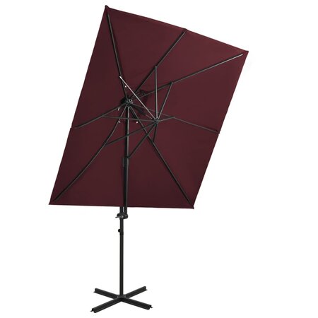 vidaXL Parasol déporté à double toit Rouge bordeaux 250x250 cm