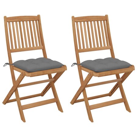 vidaXL Chaises pliables de jardin 2 Pièces avec coussins Bois d'acacia