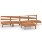 vidaXL Salon de jardin 5 Pièces Marron miel Bois de pin massif