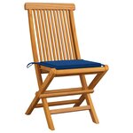 vidaXL Chaises de jardin et coussins bleu royal lot de 6 Bois de teck