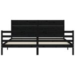 vidaXL Cadre de lit avec tête de lit noir 200x200 cm bois massif