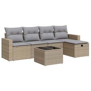 vidaXL Salon de jardin avec coussins 6 Pièces beige résine tressée