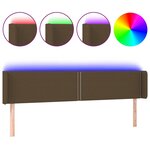 vidaXL Tête de lit à LED Marron foncé 183x16x78/88 cm Tissu