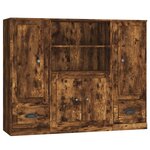vidaXL Buffets 3 Pièces chêne fumé bois d'ingénierie
