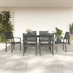 vidaXL Ensemble à manger de jardin 7 Pièces noir textilène et acier