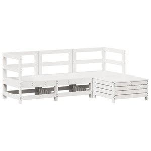 vidaXL Salon de jardin 4 Pièces blanc bois de pin massif