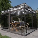 vidaXL Tonnelle avec moustiquaire et lumières LED 3x3x2 73m Anthracite