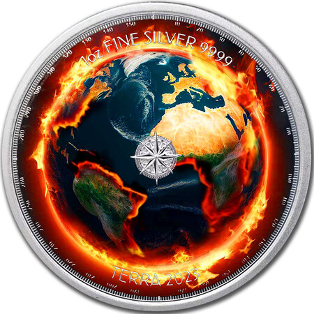 Pièce de monnaie en Argent 2 Dollars g 31.1 (1 oz) Millésime 2023 Global Warming BURNING EARTH II