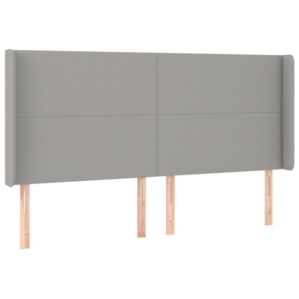 vidaXL Tête de lit avec oreilles Gris clair 203x16x118/128 cm Tissu