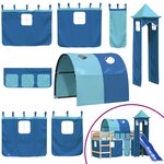vidaXL Lit mezzanine enfants avec tour bleu 80x200cm bois pin massif