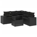 vidaXL Salon de jardin 6 Pièces avec coussins noir résine tressée