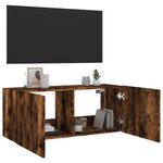 vidaXL Meuble TV mural avec lumières LED chêne fumé 100x35x41 cm