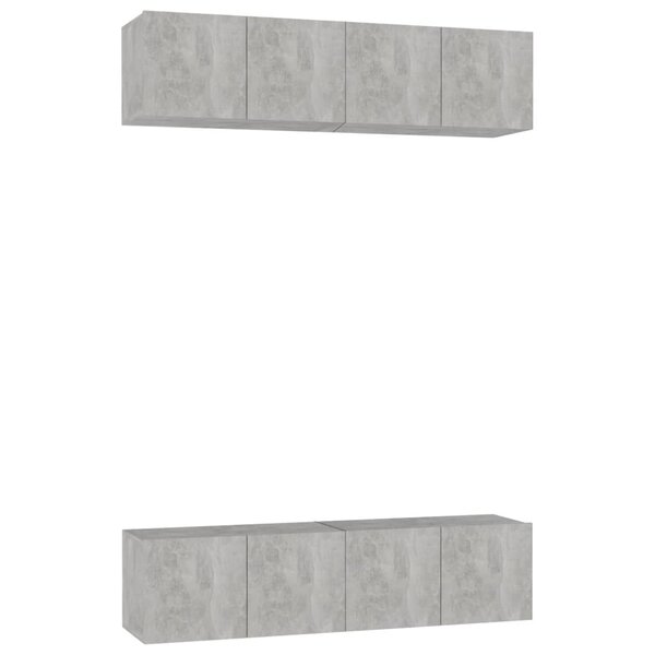 vidaXL Meubles TV 4 Pièces Gris béton 60x30x30 cm Bois d'ingénierie