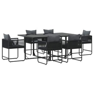 vidaXL Ensemble de salle à manger pour jardin 7 Pièces Noir Acier