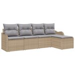 Ensemble de canapé de jardin 5 pièces avec coussins en poly rotin beige