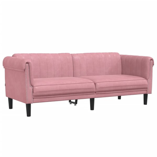vidaXL Canapé à 3 places rose velours