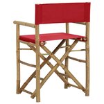 vidaXL Chaises pliables de directeur 2 Pièces Rouge Bambou et tissu