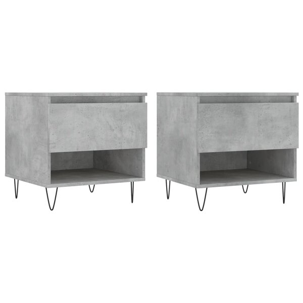 vidaXL Tables basses 2 Pièces gris béton 50x46x50 cm bois d'ingénierie