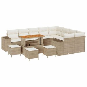 vidaXL Ensemble de canapé de jardin 13 Pièces Beige polyrotin