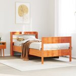 vidaXL Cadre de lit sans matelas cire marron 100x200cm bois pin massif