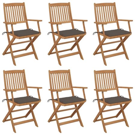 vidaXL Chaises pliables de jardin 6 Pièces avec coussins Bois d'acacia