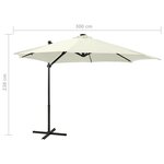 vidaXL Parasol déporté avec mât et lumières LED Sable 300 cm