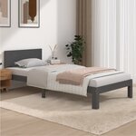 vidaXL Cadre de lit Gris Bois de pin massif 90x200 cm