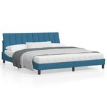 vidaXL Cadre de lit avec tête de lit bleu 180x200 cm velours