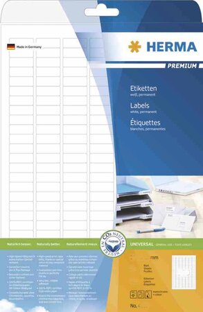 Etiquettes premium, 25 feuilles a4 70 x 42 mm, blanc herma