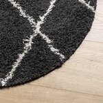 vidaXL Tapis shaggy à poils longs moderne noir et crème Ø 240 cm