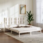 vidaXL Cadre de lit Blanc Bois massif 150x200 cm Très grand