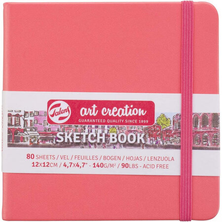 Carnet croquis 12x12 cm - 80 feuilles - 140g - corail - royal talens