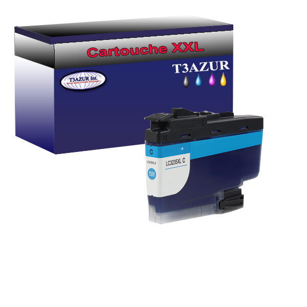 T3AZUR- Cartouche compatible avec Brother LC3235 XL Cyan pour Brother DCP-J1100DW  MFC-J1300DW