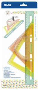 Kit de traçage transparentes : règle équerre rapporteur