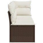 vidaXL Canapé de jardin avec coussins 3 places brun résine tressée