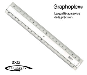 Règle transparente 2 biseaux + bosselage 20 cm
