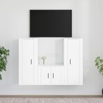 vidaXL Ensemble de meubles TV 3 Pièces Blanc Bois d'ingénierie