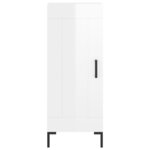 vidaXL Buffet haut Blanc brillant 34 5x34x180 cm Bois d'ingénierie