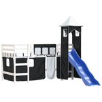 vidaXL Lit mezzanine enfants avec tour blanc/noir 80x200cm pin massif
