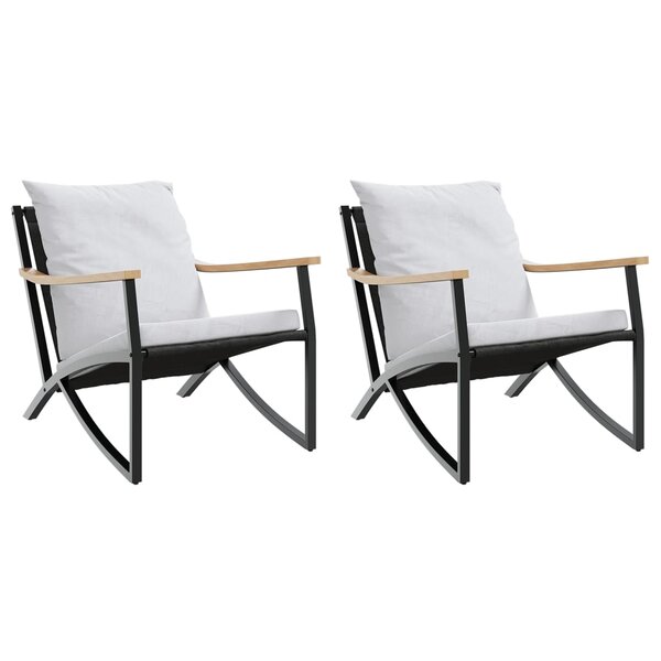 vidaXL Chaises de jardin avec coussins lot de 2 noir acier